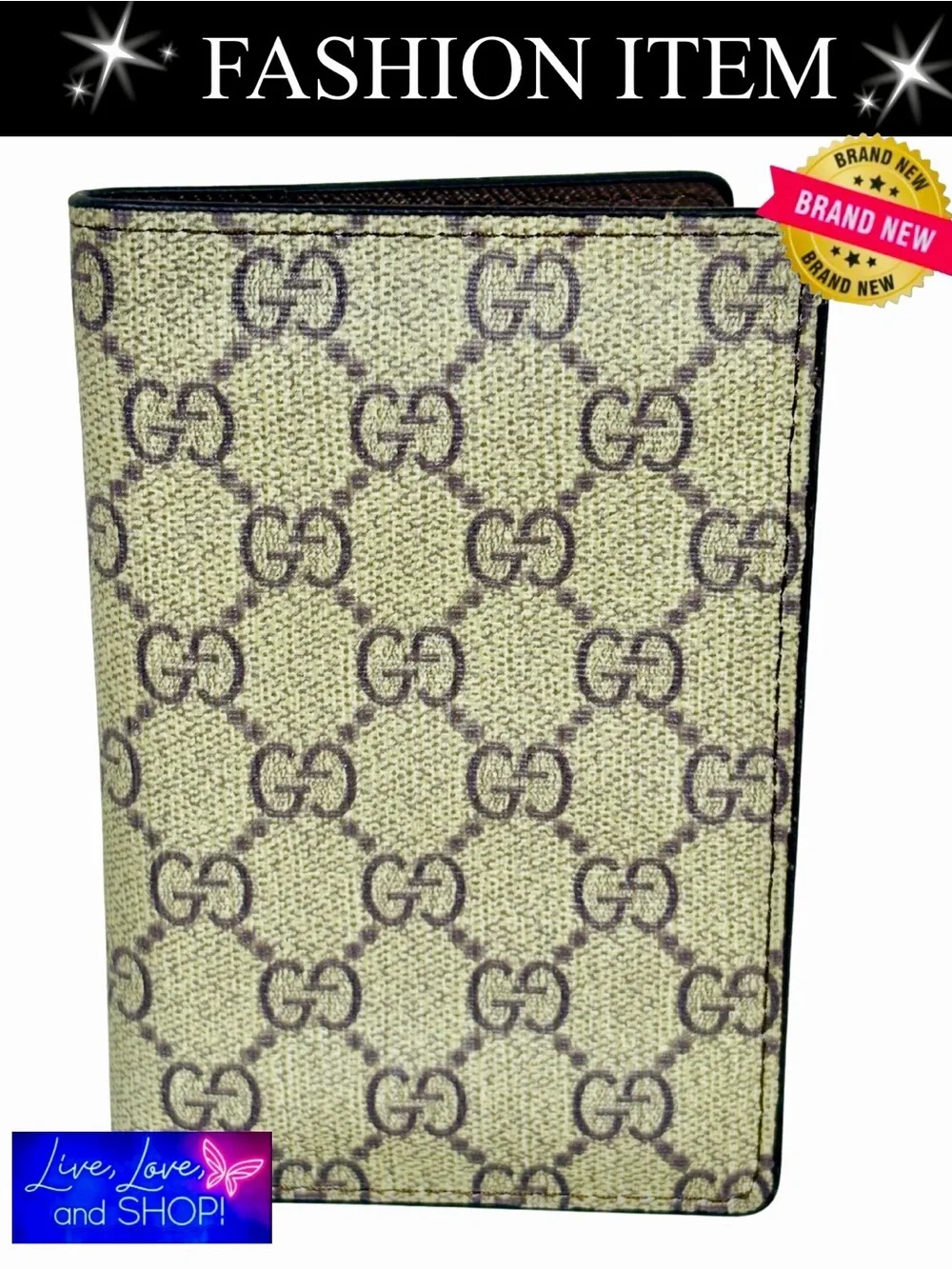 PASSPORT: Beige & Brown GG Monogram, NWOT